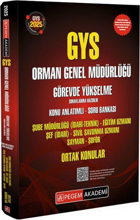 Pegem Yayınları 2025 GYS Orman Genel Müdürlüğü Görevde Yükselme Sınavlarına Hazırlık Konu Anlatımlı Soru Bankası