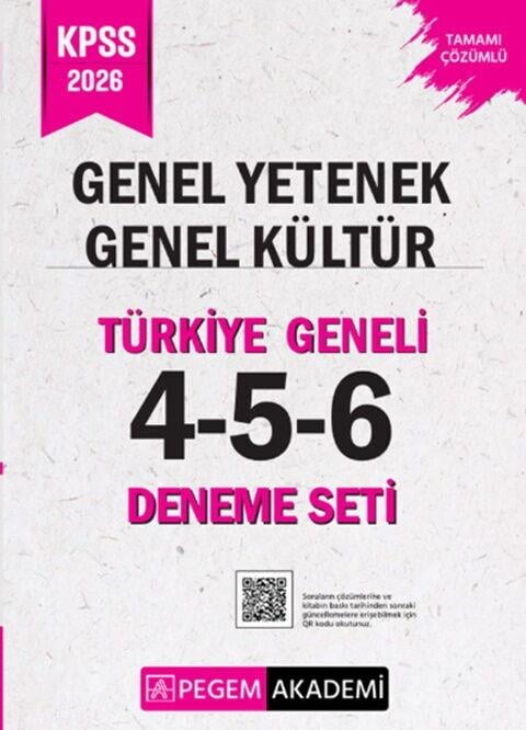 Pegem Yayınları 2026 KPSS Genel Yetenek Genel Kültür Türkiye Geneli 4-5-6 Deneme Seti