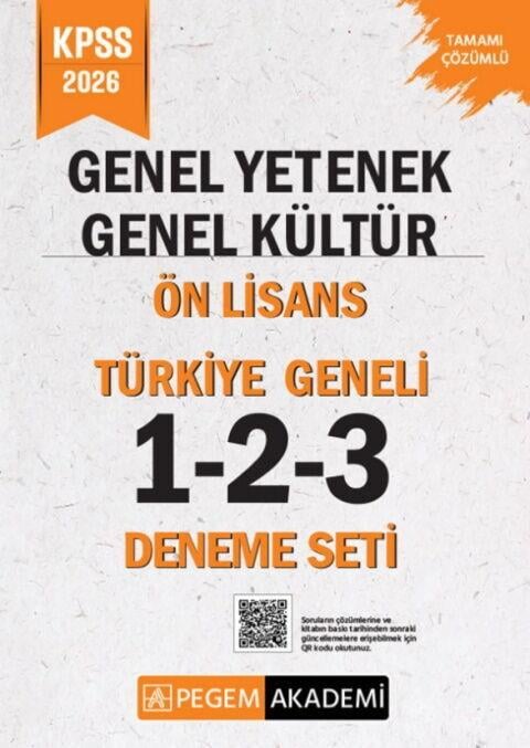 Pegem Yayınları 2026 KPSS Genel Yetenek Genel Kültür Lise Ön Lisans Türkiye Geneli 1-2-3 Deneme Seti