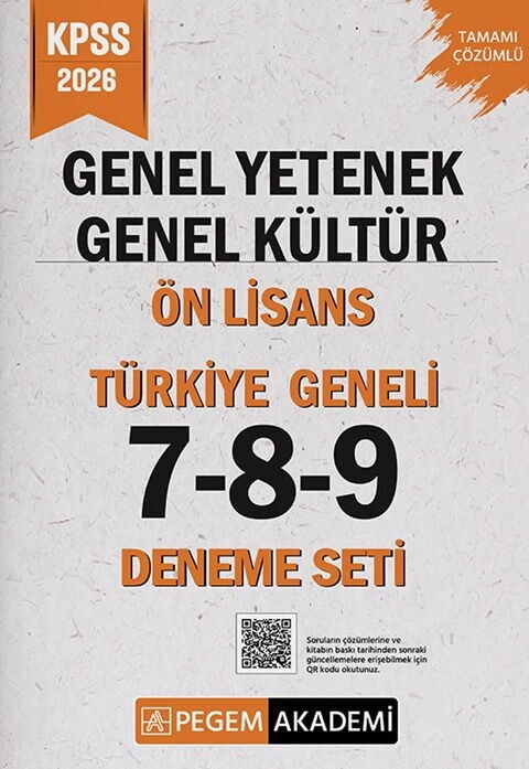 Pegem Yayınları 2026 KPSS Genel Yetenek Genel Kültür Ön Lisans Türkiye Geneli 7-8-9 Deneme Seti