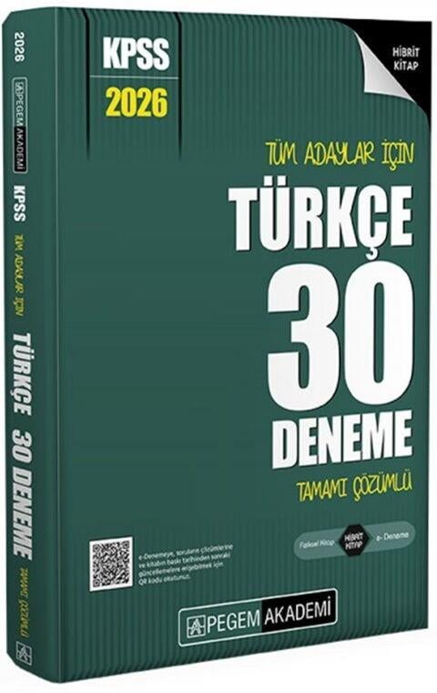 Pegem Yayınları 2026 KPSS Tüm Adaylar İçin Türkçe 30 Deneme Tamamı Çözümlü