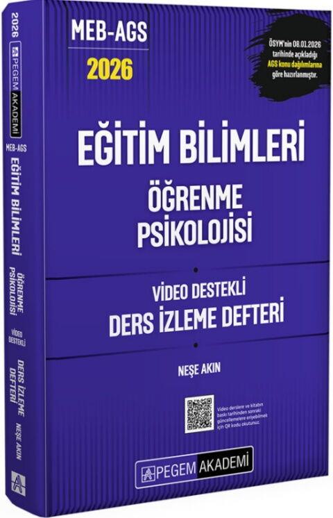 Pegem Yayınları 2026 MEB AGS Eğitim Bilimleri Öğrenme Psikolojisi Video Destekli Ders İzleme Defteri