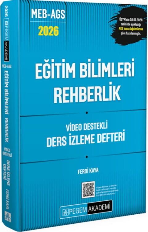 Pegem Yayınları 2026 MEB AGS Eğitim Bilimleri Rehberlik Video Destekli Ders İzleme Defteri