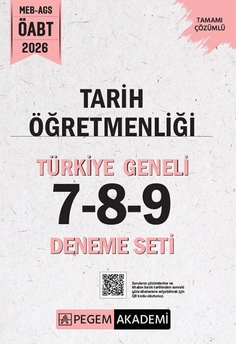Pegem Yayınları 2026 MEB AGS ÖABT Tarih Öğretmenliği Türkiye Geneli 7-8-9 Deneme Seti