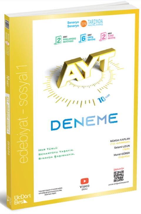 ÜçDörtBeş Yayınları AYT Edebiyat Sosyal 1 10 lu Deneme
