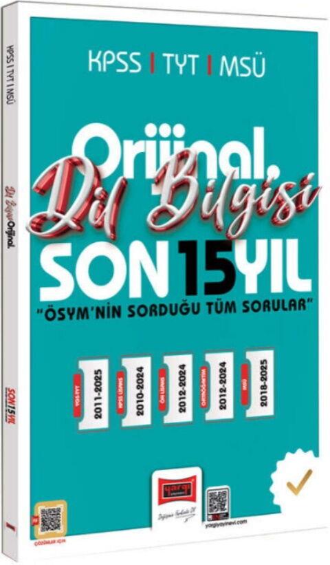 Yargı Yayınları 2026 KPSS TYT MSÜ Orijinal Dil Bilgisi Son 15 Yıl Çıkmış Sorular