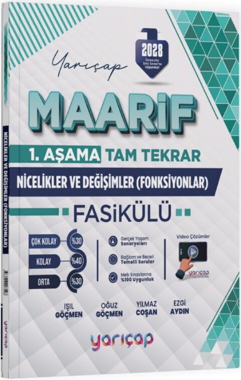 YarıÇap Yayınları 2028 Nicelikler ve Değişimler Maarif Fasikülü 1. Aşama