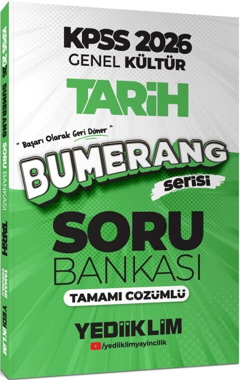 Yediiklim  2026 KPSS Genel Kültür Bumerang Tarih Tamamı Çözümlü Soru Bankası