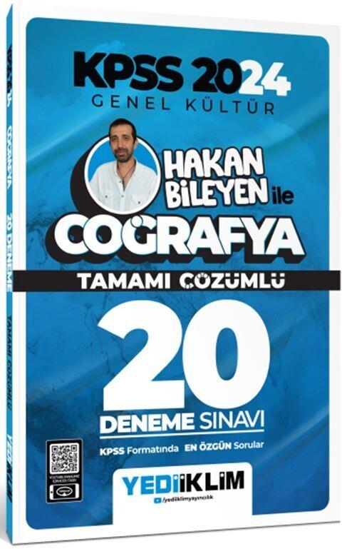Yediiklim Yayınları 2024 KPSS Genel Kültür Hakan Bileyen ile Coğrafya Tamamı Çözümlü 20 Deneme