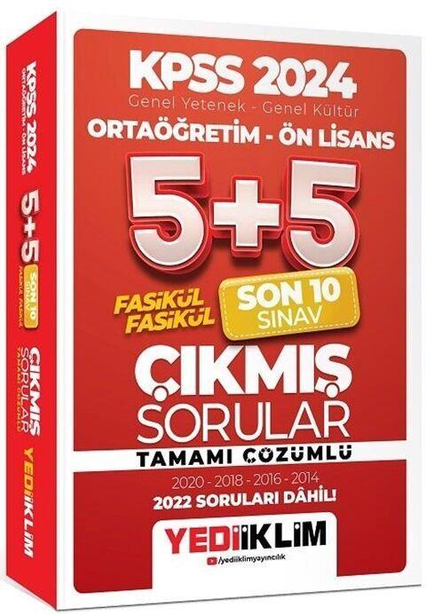Yediiklim Yayınları 2024 KPSS Lise Ortaöğretim Ön Lisans 5+5 Son 10 Sınav Çıkmış Sorular