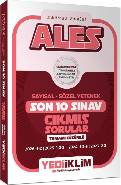 Yediiklim Yayınları ALES Sayısal Sözel Yetenek Master Serisi Tamamı Çözümlü Son 10 Sınav Çıkmış Sorular