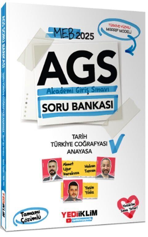 Yediiklim Yayınları MEB AGS Tarih Türkiye Coğrafyası ve Anayasa Tamamı Çözümlü Soru Bankası