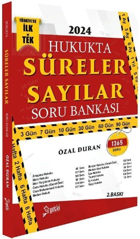 Yetki Yayınları 2024 Hakimlik Hukukta Süreler Sayılar Soru Bankası