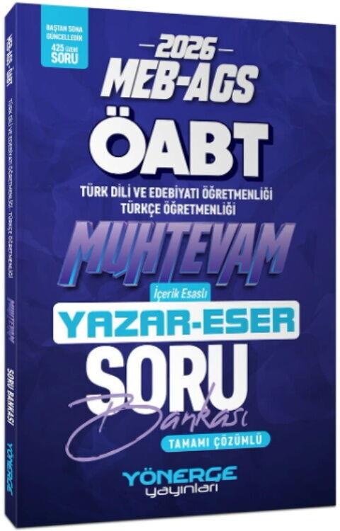 Yönerge Yayınlar 2026 ÖABT MEB AGS Türk Dili Edebiyatı Türkçe Öğretmenliği Muhtevam Yazar Eser Soru Bankası
