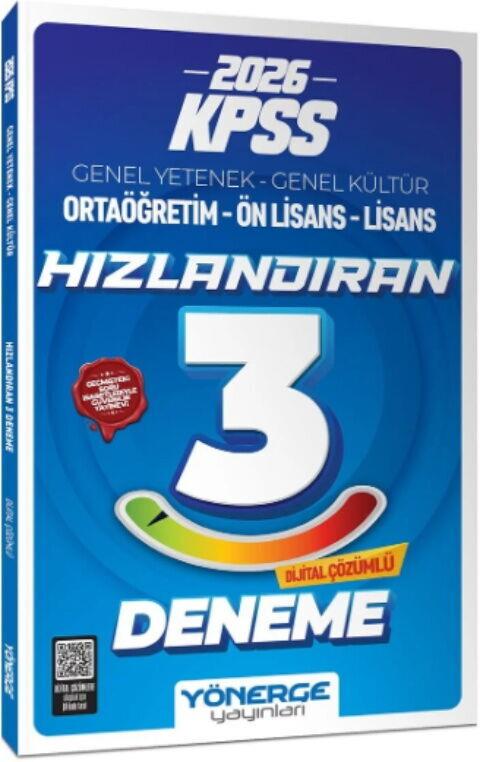 Yönerge Yayınları 2026 KPSS Genel Yetenek Genel Kültür Hızlandıran 3 Deneme