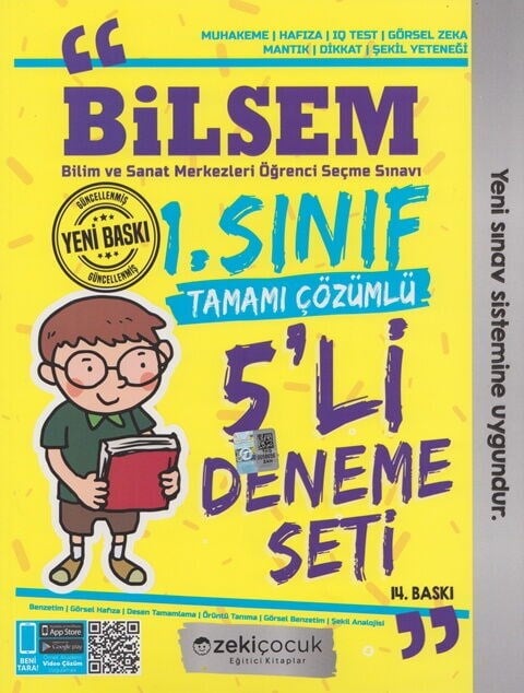 Zeki Çocuk 1. Sınıf Bilsem Tamamı Çözümlü 5 li Deneme Seti