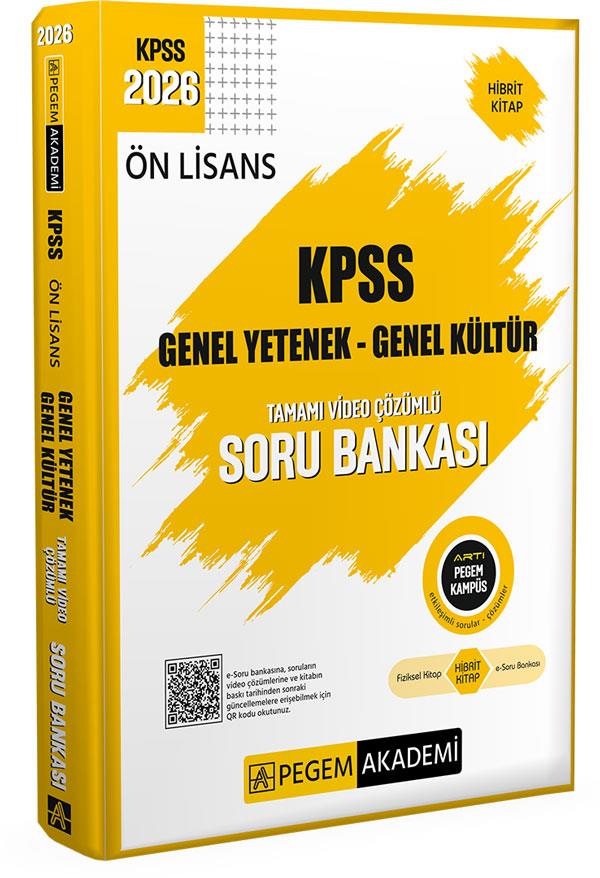 Pegem Yayınları 2026 KPSS Genel Yetenek Genel Kültür Ön Lisans Soru Bankası Tamamı Video Çözümlü