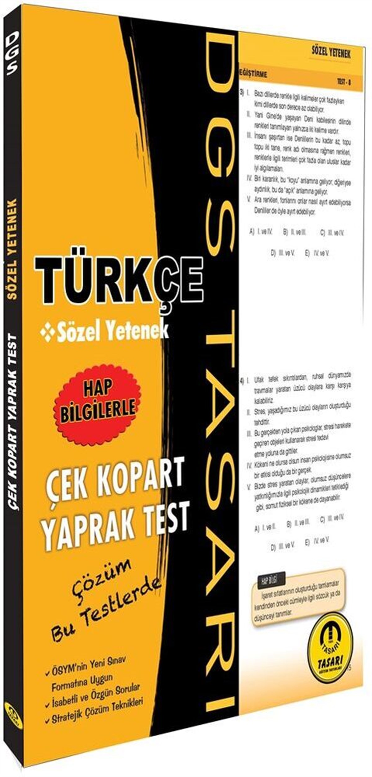 Tasarı Yayınları DGS Türkçe Yaprak Test