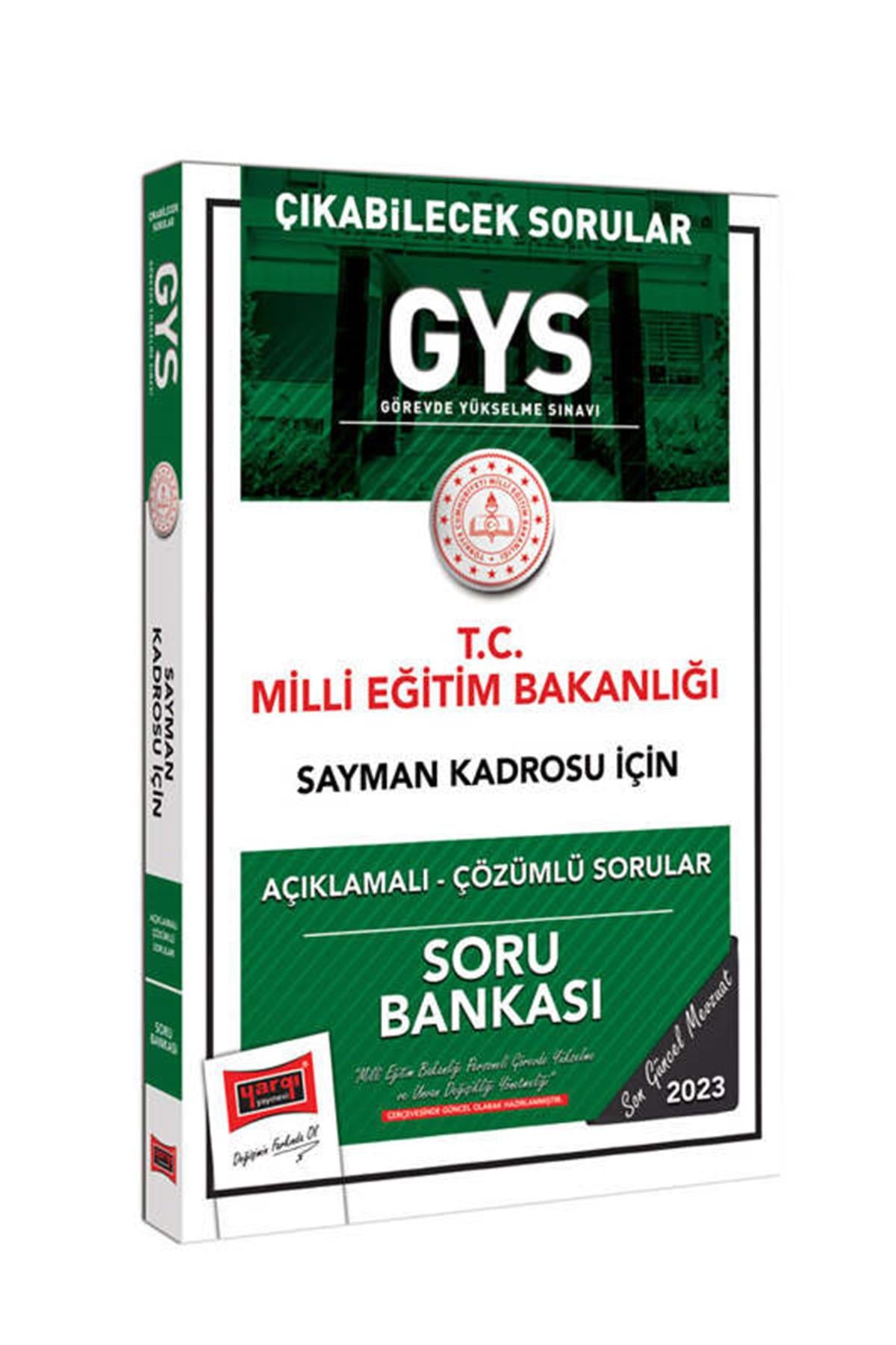 Yargı 2023 Milli Eğitim Bakanlığı Çıkabilecek Sorular GYS Sayman Kadrosu İçin Açıklamalı Çözümlü Soru Bankası