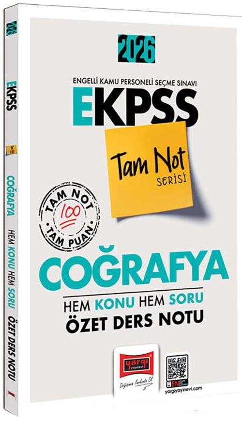 Yargı 2026 EKPSS Tam Not Serisi Coğrafya Hem Konu Hem Soru Özet Ders Notu
