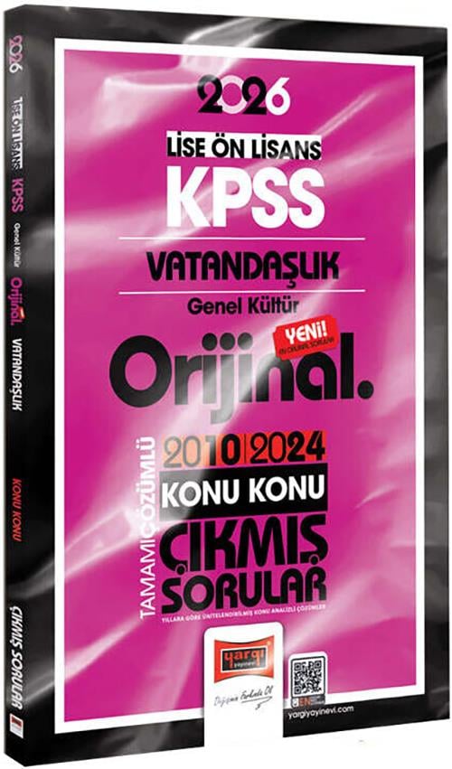 Yargı 2026 KPSS Lise Ön Lisans Vatandaşlık Orijinal 2010-2024 Konu Konu Çıkmış Sorular