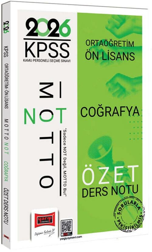 Yargı 2026 KPSS Ortaöğretim Ön Lisans Motto Serisi Coğrafya Özet Ders Notu