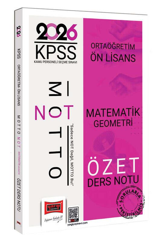 Yargı 2026 KPSS Ortaöğretim Ön Lisans Motto Serisi Matematik Geometri Özet Ders Notu