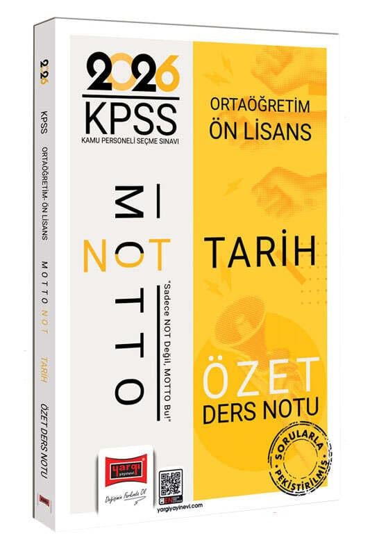 Yargı 2026 KPSS Ortaöğretim Ön Lisans Motto Serisi Tarih Özet Ders Notu