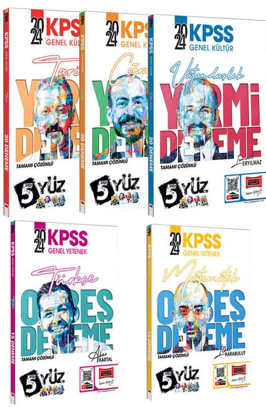 Yargı Yayınları 2024 KPSS 5Yüz Ekibi GK-GY Tüm Dersler Tamamı Çözümlü Deneme Seti 5 Kitap