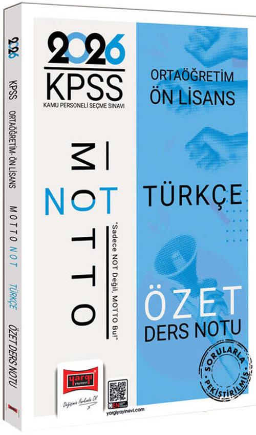 Yargı Yayınları 2026 KPSS Ortaöğretim Ön Lisans Motto Serisi Türkçe Özet Ders Notu