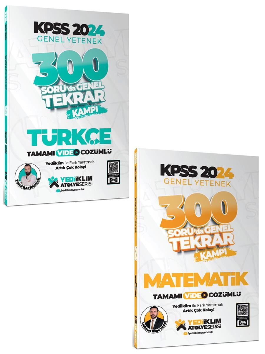 Yediiklim 2024 Kpss GY Türkçe-Matematik 300 Soruda Tamamı Video Çözümlü Genel Tekrar Kampı (2 Kitap)