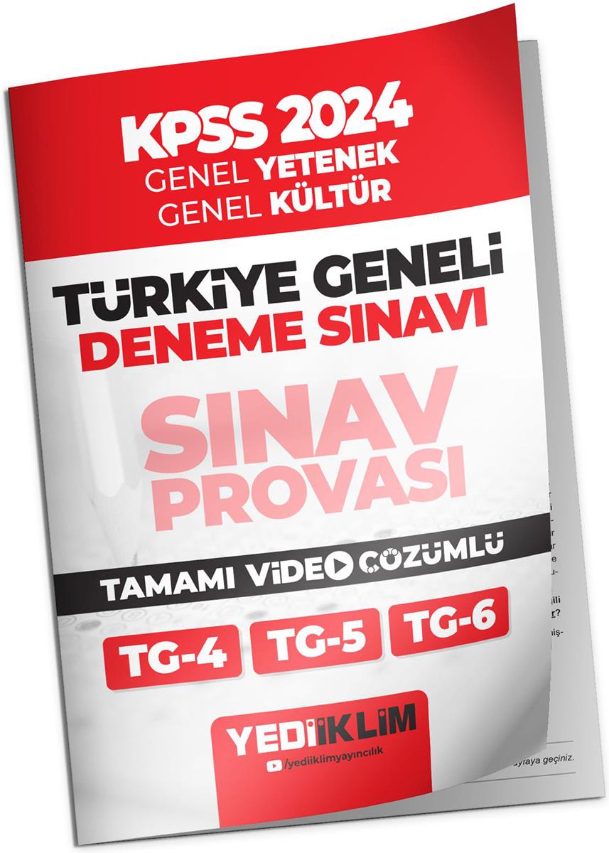 Yediiklim 2024 KPSS Türkiye Geneli Lisans Gy-Gk ( 4-5-6 ) Deneme Sınavları Tamamı Video Çözümlü