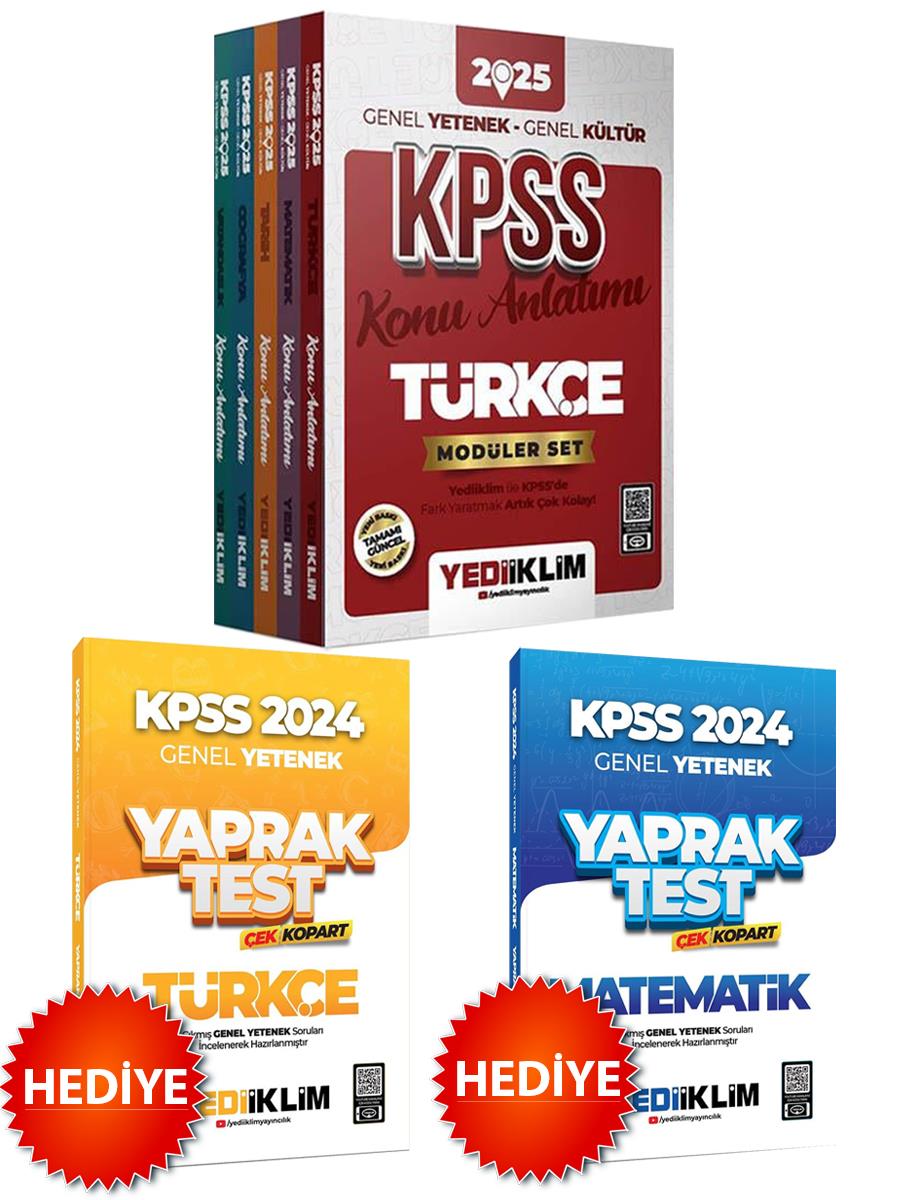Yediiklim 2025 KPSS GY GK Konu Anlatımlı Modüler Set ve Türkçe-Matematik Yaprak Test Hediye 
