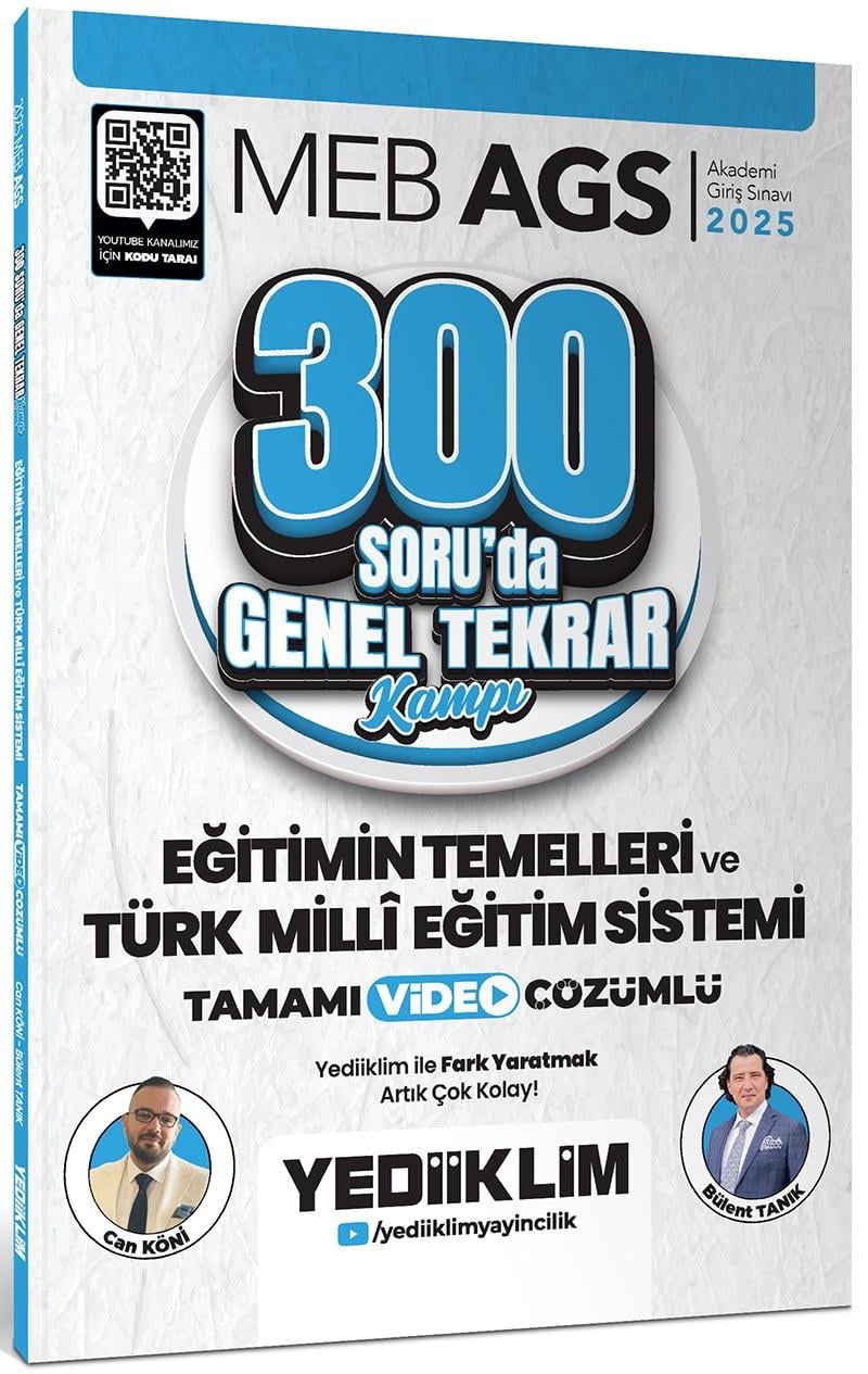 Yediiklim 2025 MEB AGS Eğitimin Temelleri ve Türk Milli Eğitim Sistemi 300 Soruda Tamamı Video Çözümlü Genel Tekrar Kampı