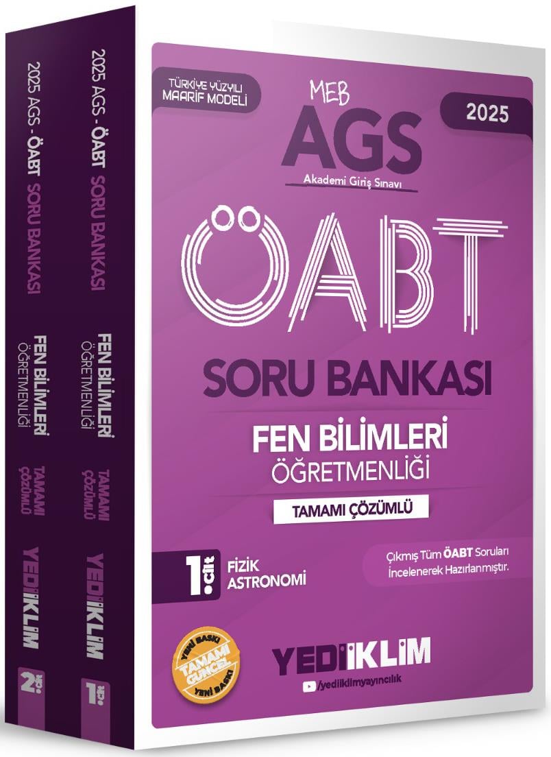 Yediiklim 2025 MEBS AGS ÖABT Fen Bilimleri Öğretmenliği Tamamı Çözümlü Soru Bankası 2 Cilt