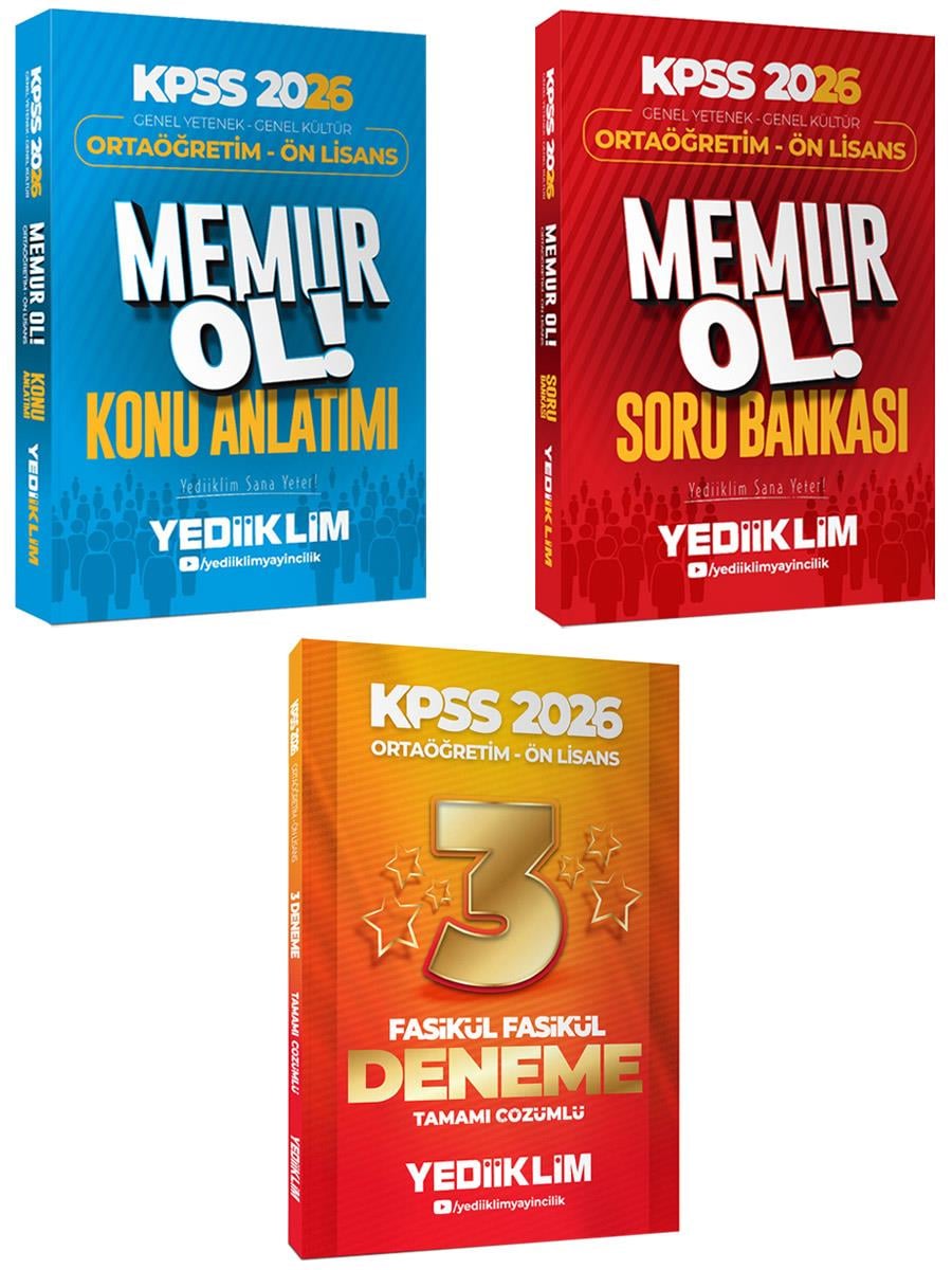 Yediiklim 2026 KPSS GY GK Ortaöğretim Ön Lisans Memur Ol Konu-Soru-3 Yıldız Deneme Seti 3 lü