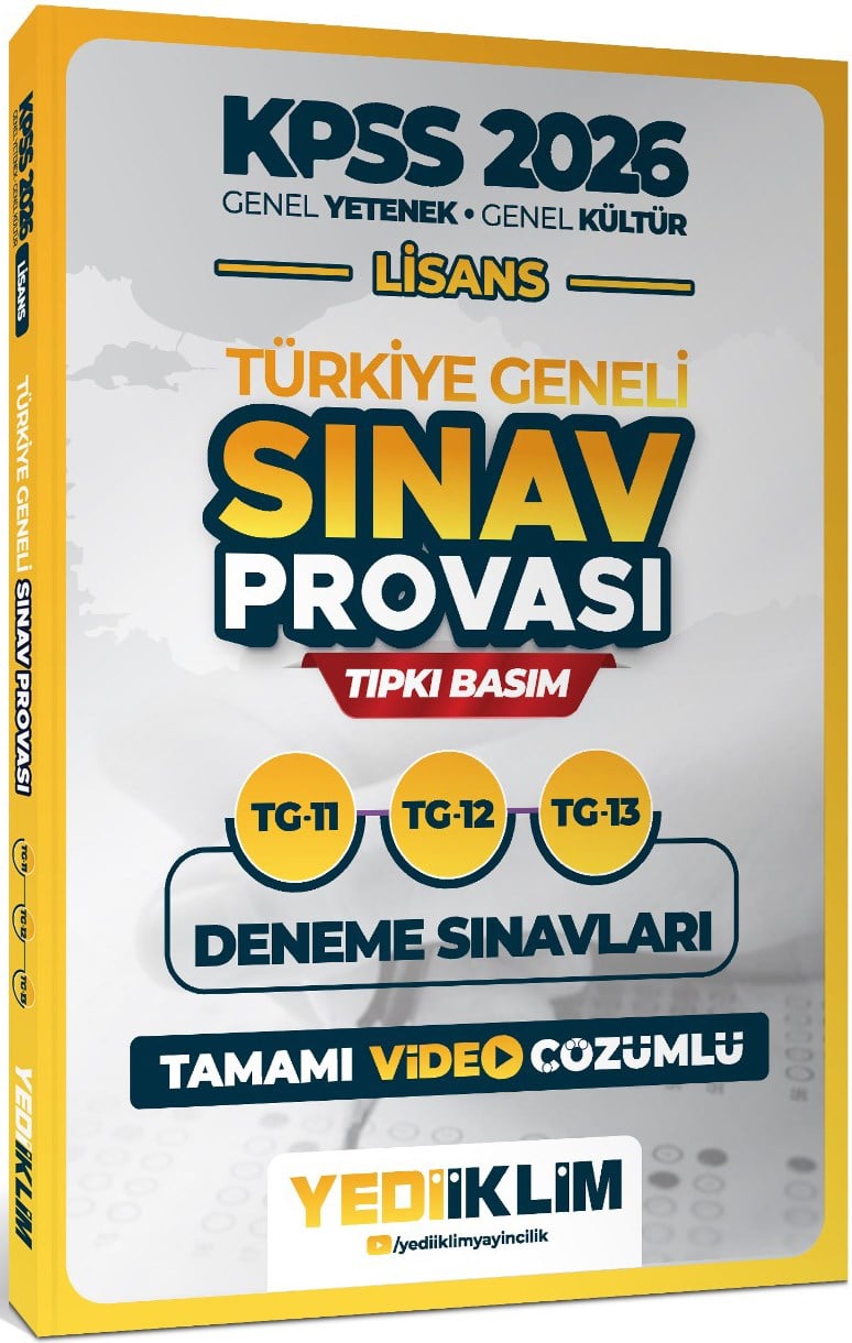 Yediiklim 2026 KPSS Lisans GY-GK Türkiye Geneli Sınav Provası Tıpkı Basım 11-12-13 Deneme Sınavları Tamamı Video Çözümlü