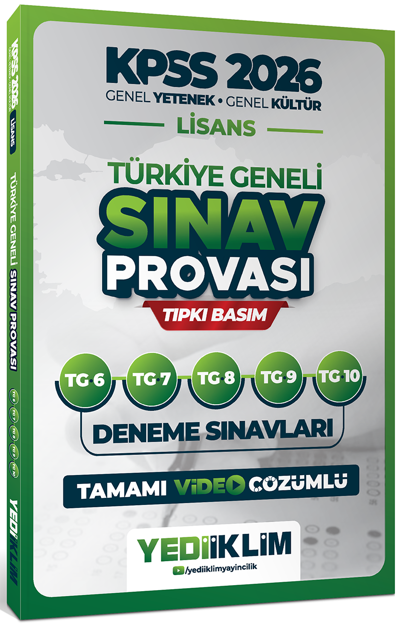 Yediiklim 2026 KPSS Lisans GY-GK Türkiye Geneli Sınav Provası Tıpkı Basım 6-7-8-9-10 Deneme Sınavları Tamamı Video Çözümlü