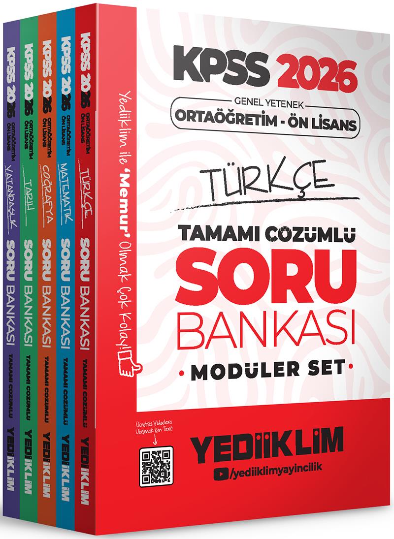 Yediiklim 2026 KPSS Ortaöğretim Ön Lisans Genel Yetenek Genel Kültür Tamamı Çözümlü Modüler Soru Bankası Seti