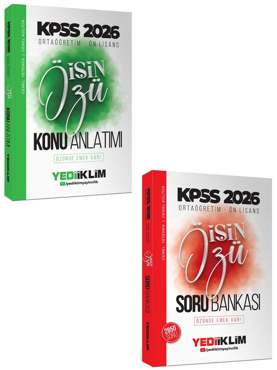 Yediiklim 2026 KPSS Ortaöğretim Ön Lisans İŞİN ÖZÜ Konu Anlatımı ve Soru Bankası 2 li Set