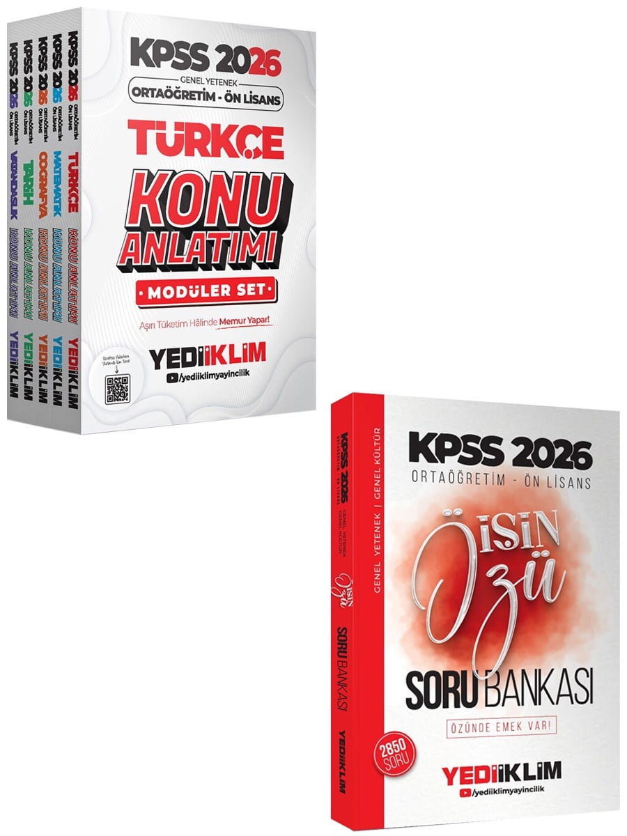Yediiklim 2026 KPSS Ortaöğretim Ön Lisans GY-GK Modüler Konu ve İŞİN ÖZÜ Tek Kitap Soru Bankası Seti