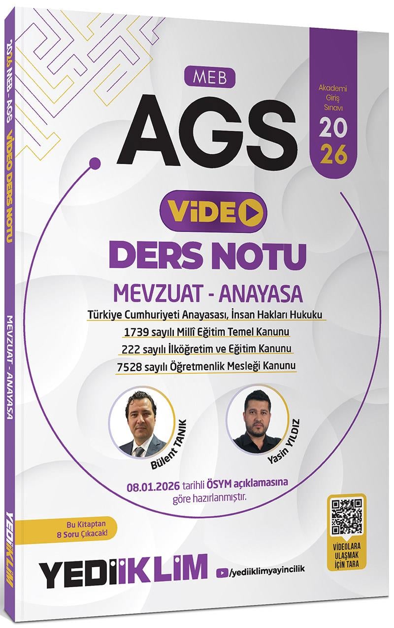 Yediiklim 2026 MEB AGS Mevzuat ve Anayasa Video Anlatımlı Ders Notu