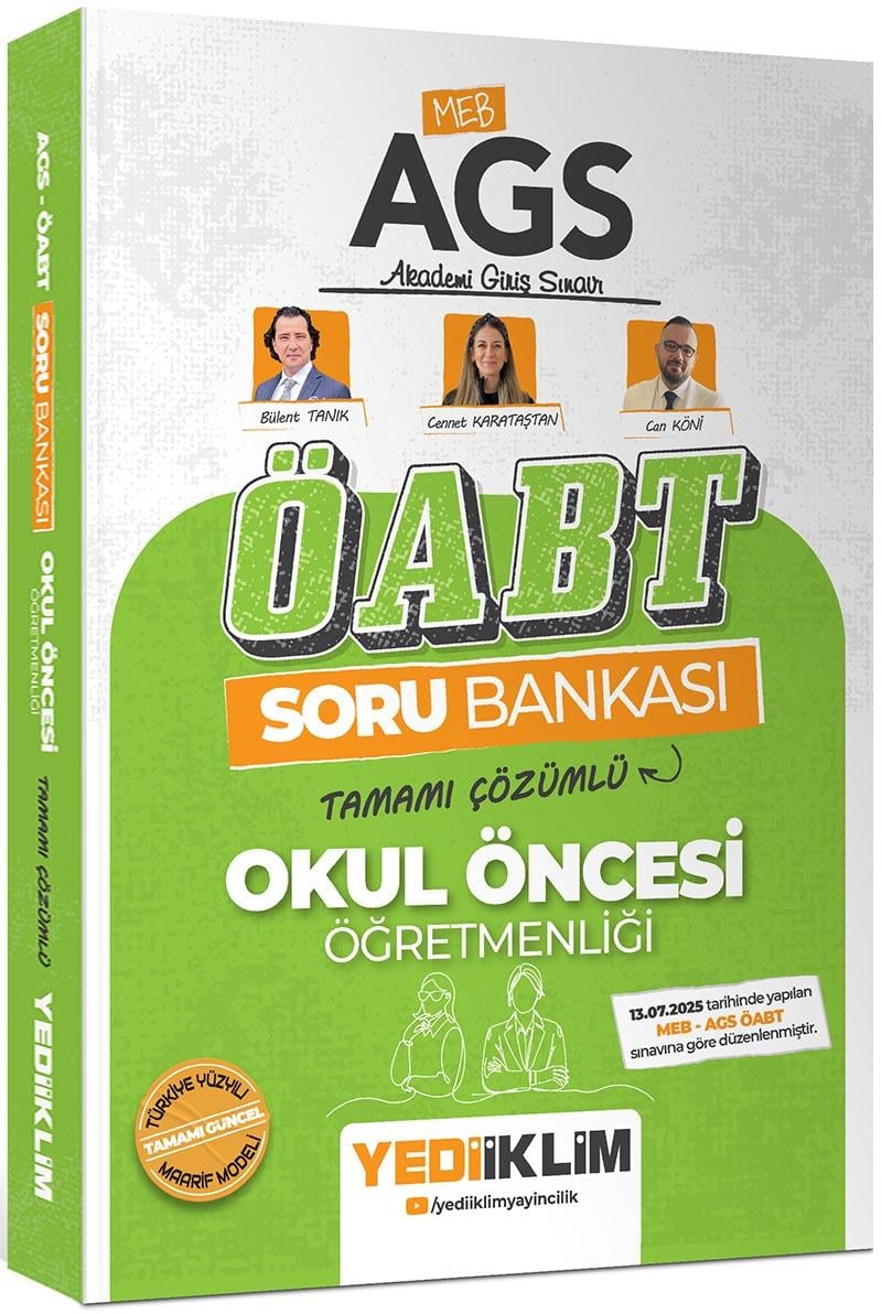 Yediiklim 2026 MEB AGS ÖABT Okul Öncesi Öğretmenliği Tamamı Çözümlü Soru Bankası