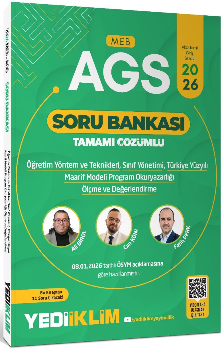 Yediiklim 2026 MEB AGS ÖYT Sınıf Yönetimi TYMM Program Okuryazarlığı Ölçme ve Değerlendirme Tamamı Çözümlü Soru Bankası