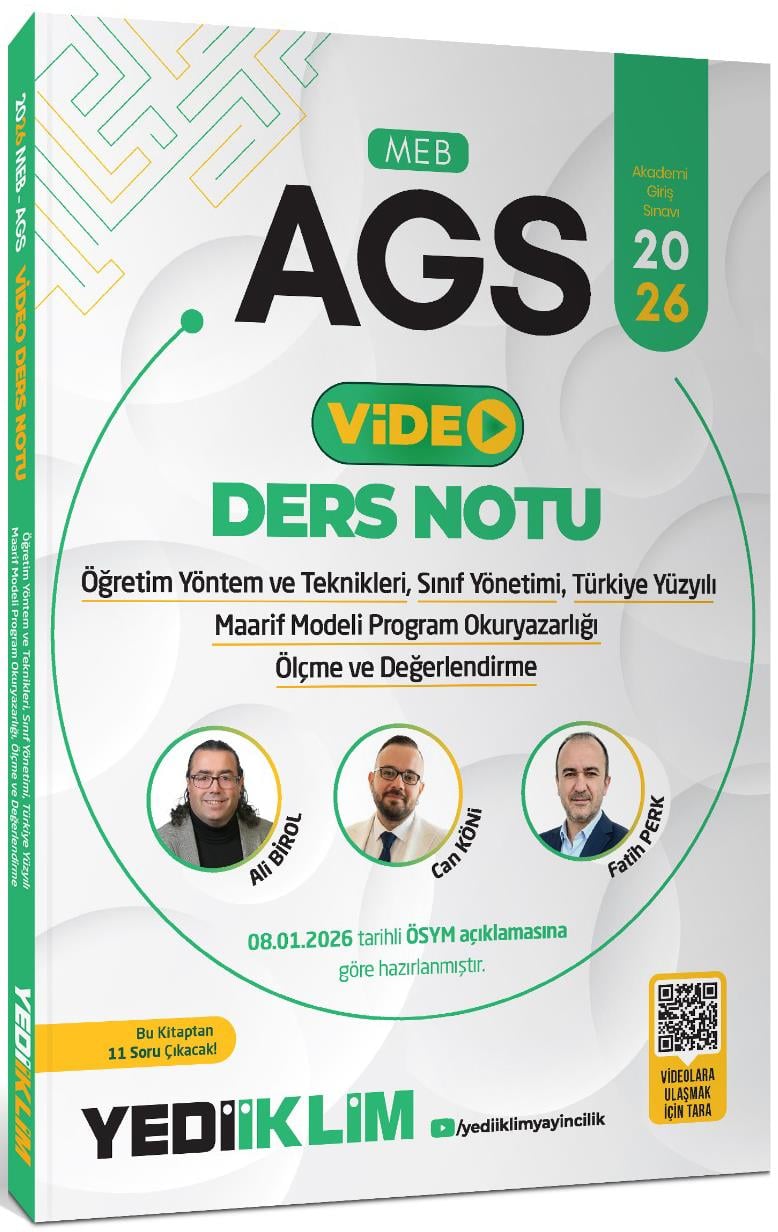 Yediiklim 2026 MEB AGS ÖYT Sınıf Yönetimi TYMM Program Okuryazarlığı Ölçme ve Değerlendirme Video Anlatımlı Ders Notu