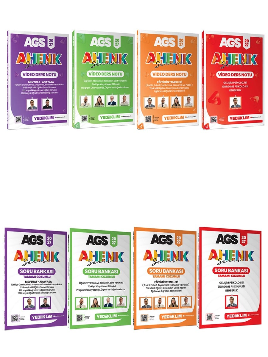 Yediiklim 2027 AGS Ahenk Serisi Video Ders Notu ve soru Bankası Seti 8 Kitap