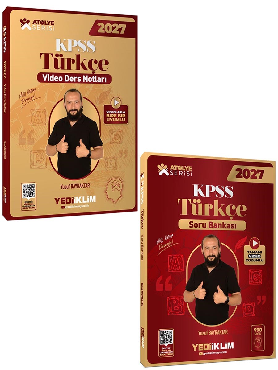 Yediiklim 2027 KPSS Atölye Serisi Genel Yetenek Türkçe Video Ders Notu ve Soru Bankası Seti 2 Kitap
