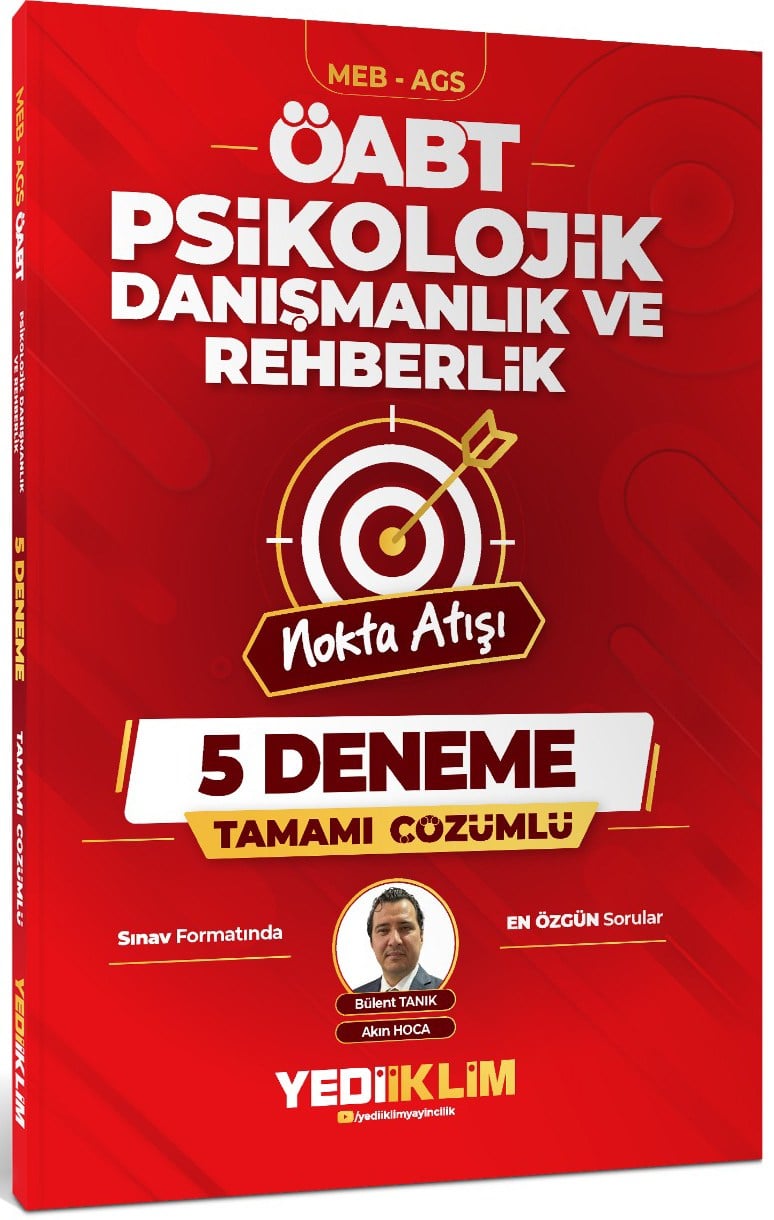 Yediiklim 2027 MEB AGS ÖABT Nokta Atışı Psikolojik Danışmanlık ve Rehberlik Tamamı Çözümlü 5 Deneme