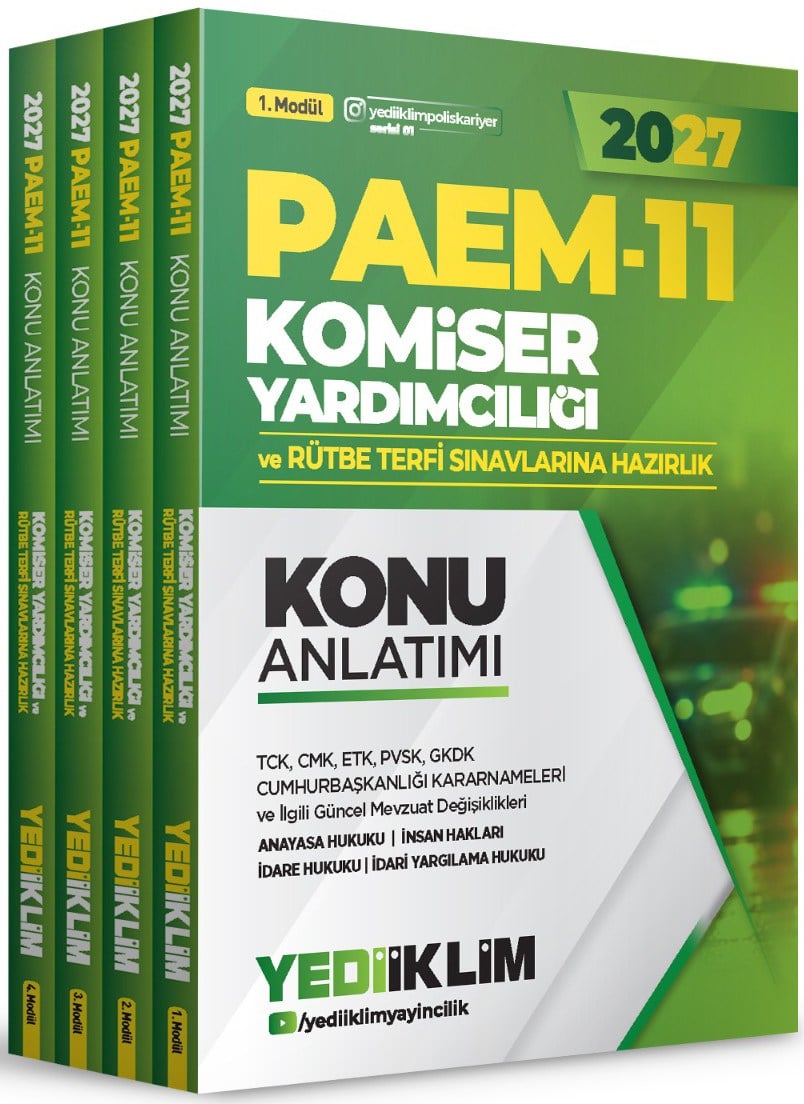 Yediiklim 2027 PAEM Komiser Yardımcılığı ve Rütbe Terfi Sınavlarına Hazırlık Konu Anlatımı Seti 4 Modül