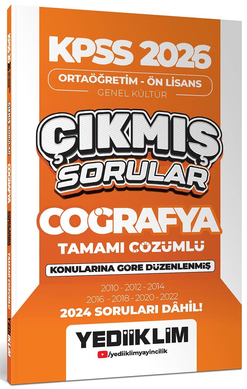 Yediiklim KPSS 2026 Ortaöğretim Önlisans Coğrafya Konularına Göre Çıkmış Sorular (2024 soruları dahil)